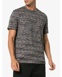 dunkelgraues horizontal gestreiftes T-Shirt mit einem Rundhalsausschnitt von Missoni