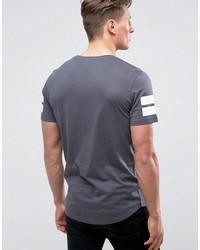 dunkelgraues horizontal gestreiftes T-shirt von Jack and Jones