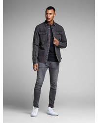 dunkelgraues Jeanshemd von Jack & Jones