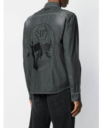 dunkelgraues Jeanshemd von Philipp Plein