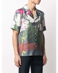dunkelgraues Kurzarmhemd mit Blumenmuster von Soulland