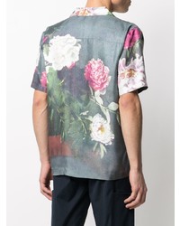 dunkelgraues Kurzarmhemd mit Blumenmuster von Soulland