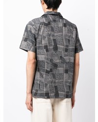 dunkelgraues Kurzarmhemd mit geometrischem Muster von PS Paul Smith