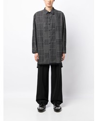 dunkelgraues Langarmhemd mit geometrischem Muster von Yohji Yamamoto