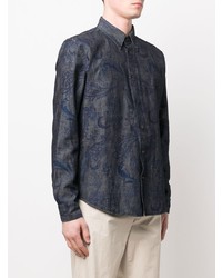 dunkelgraues Langarmhemd mit Paisley-Muster von Etro