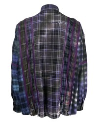 dunkelgraues Langarmhemd mit Schottenmuster von Needles