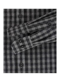 dunkelgraues Langarmhemd mit Vichy-Muster von Casamoda