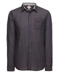 dunkelgraues Langarmhemd mit Vichy-Muster von khujo