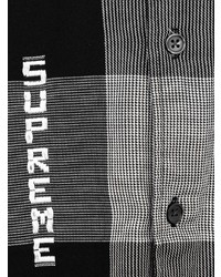dunkelgraues Langarmhemd mit Vichy-Muster von Supreme