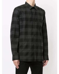 dunkelgraues Langarmhemd mit Vichy-Muster von Calvin Klein