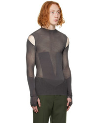 dunkelgraues Langarmshirt aus Netzstoff von Dion Lee