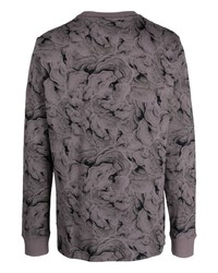 dunkelgraues Langarmshirt mit Blumenmuster von Klättermusen