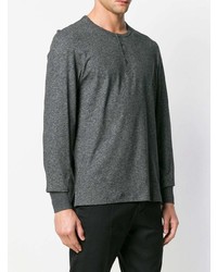 dunkelgraues Langarmshirt mit einer Knopfleiste von Tom Ford