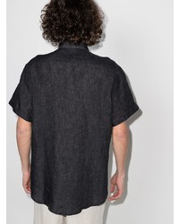 dunkelgraues Leinen Kurzarmhemd von Ermenegildo Zegna