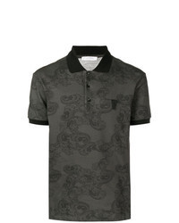 dunkelgraues Polohemd mit Paisley-Muster