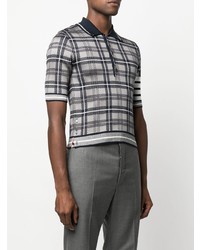 dunkelgraues Polohemd mit Schottenmuster von Thom Browne