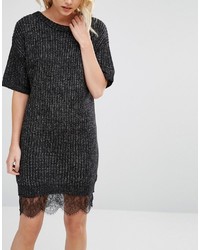 dunkelgraues Spitzekleid von Asos