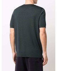 dunkelgraues Strick T-Shirt mit einem Rundhalsausschnitt von Theory
