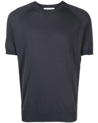 dunkelgraues Strick T-Shirt mit einem Rundhalsausschnitt von D4.0