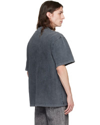 dunkelgraues Strick T-Shirt mit einem Rundhalsausschnitt von Han Kjobenhavn