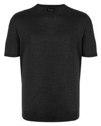 dunkelgraues Strick T-Shirt mit einem Rundhalsausschnitt von Roberto Collina