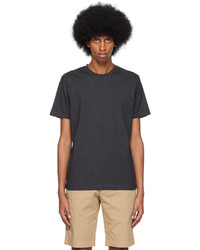 dunkelgraues Strick T-Shirt mit einem Rundhalsausschnitt von Sunspel