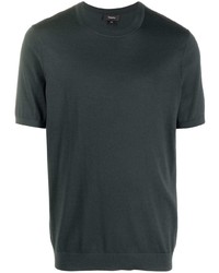 dunkelgraues Strick T-Shirt mit einem Rundhalsausschnitt von Theory