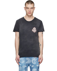 dunkelgraues Mit Batikmuster T-Shirt mit einem Rundhalsausschnitt von Alchemist