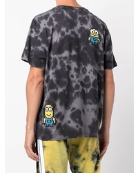 dunkelgraues Mit Batikmuster T-Shirt mit einem Rundhalsausschnitt von Mostly Heard Rarely Seen 8-Bit