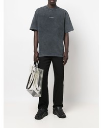 dunkelgraues Mit Batikmuster T-Shirt mit einem Rundhalsausschnitt von Han Kjobenhavn