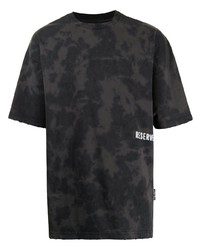 dunkelgraues Mit Batikmuster T-Shirt mit einem Rundhalsausschnitt von Izzue