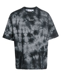 dunkelgraues Mit Batikmuster T-Shirt mit einem Rundhalsausschnitt von Off-White