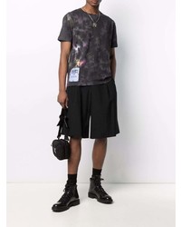 dunkelgraues Mit Batikmuster T-Shirt mit einem Rundhalsausschnitt von McQ