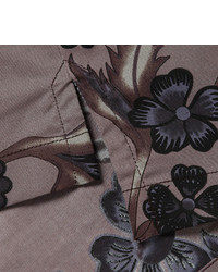 dunkelgraues T-Shirt mit einem Rundhalsausschnitt mit Blumenmuster von Gucci