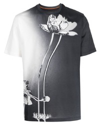 dunkelgraues T-Shirt mit einem Rundhalsausschnitt mit Blumenmuster von Paul Smith