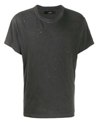dunkelgraues T-Shirt mit einem Rundhalsausschnitt mit Destroyed-Effekten von Amiri