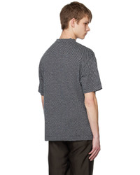 dunkelgraues T-Shirt mit einem Rundhalsausschnitt mit Fischgrätenmuster von Giorgio Armani