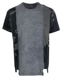dunkelgraues T-Shirt mit einem Rundhalsausschnitt mit Flicken von Needles