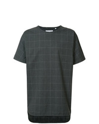 dunkelgraues T-Shirt mit einem Rundhalsausschnitt mit Karomuster von Private Stock