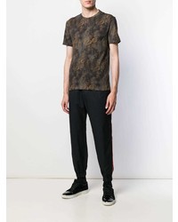 dunkelgraues T-Shirt mit einem Rundhalsausschnitt mit Paisley-Muster von Etro