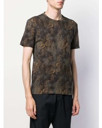 dunkelgraues T-Shirt mit einem Rundhalsausschnitt mit Paisley-Muster von Etro