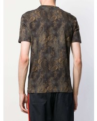 dunkelgraues T-Shirt mit einem Rundhalsausschnitt mit Paisley-Muster von Etro