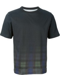 dunkelgraues T-Shirt mit einem Rundhalsausschnitt mit Schottenmuster von Band Of Outsiders