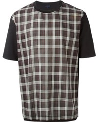 dunkelgraues T-Shirt mit einem Rundhalsausschnitt mit Schottenmuster von Lanvin
