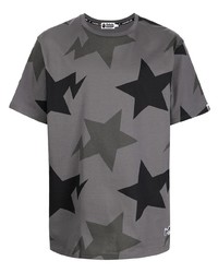 dunkelgraues T-Shirt mit einem Rundhalsausschnitt mit Sternenmuster von A Bathing Ape