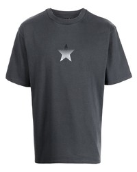 dunkelgraues T-Shirt mit einem Rundhalsausschnitt mit Sternenmuster von agnès b.