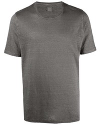 dunkelgraues T-Shirt mit einem Rundhalsausschnitt von 120% Lino
