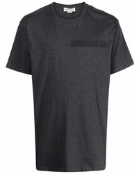 dunkelgraues T-Shirt mit einem Rundhalsausschnitt von Alexander McQueen