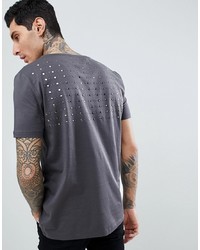 dunkelgraues T-Shirt mit einem Rundhalsausschnitt von ASOS DESIGN