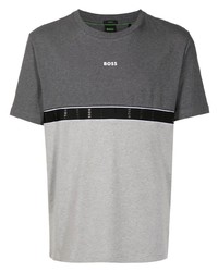dunkelgraues T-Shirt mit einem Rundhalsausschnitt von BOSS